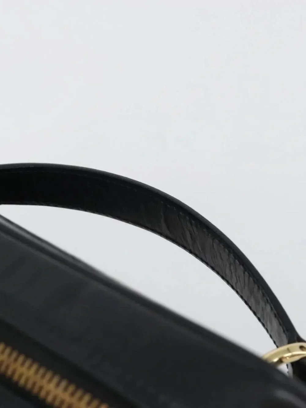 GUCCI Vanity Hand Bag Leather Black Gold 032 1956 0150 Auth ka4794